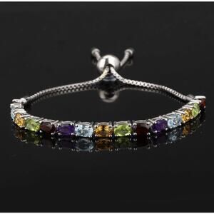 Semiprecious Multi-Stone Adjustable Tennis Bracelet